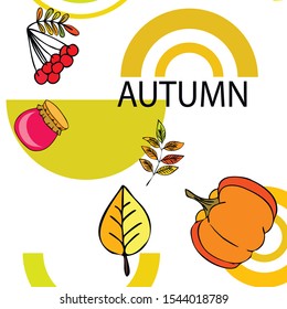 Colorful vector hand drawn doodle cartoon set of Autumn theme items, objects and symbols
