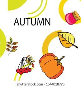 Colorful vector hand drawn doodle cartoon set of Autumn theme items, objects and symbols