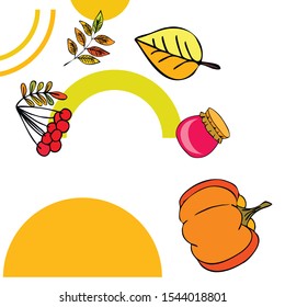 Colorful vector hand drawn doodle cartoon set of Autumn theme items, objects and symbols