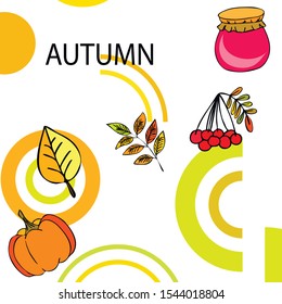 Colorful vector hand drawn doodle cartoon set of Autumn theme items, objects and symbols