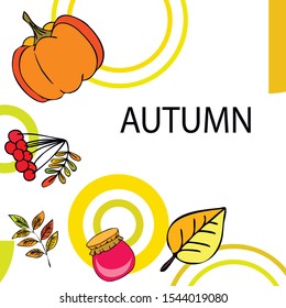 Colorful vector hand drawn doodle cartoon set of Autumn theme items, objects and symbols
