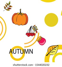 Colorful vector hand drawn doodle cartoon set of Autumn theme items, objects and symbols