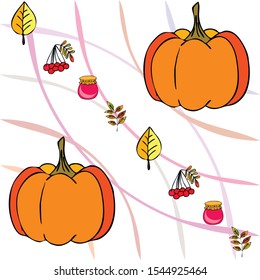 Colorful vector hand drawn doodle cartoon set of Autumn theme items, objects and symbols
