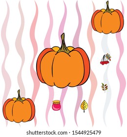 Colorful vector hand drawn doodle cartoon set of Autumn theme items, objects and symbols