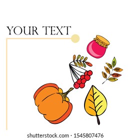 Colorful vector hand drawn doodle cartoon set of Autumn theme items, objects and symbols