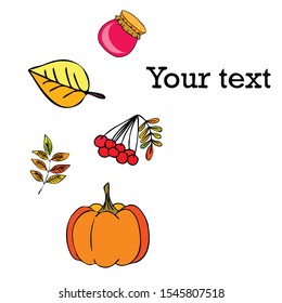 Colorful vector hand drawn doodle cartoon set of Autumn theme items, objects and symbols
