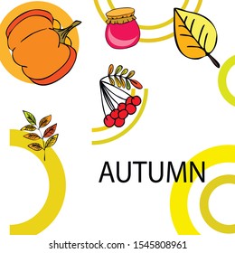Colorful vector hand drawn doodle cartoon set of Autumn theme items, objects and symbols
