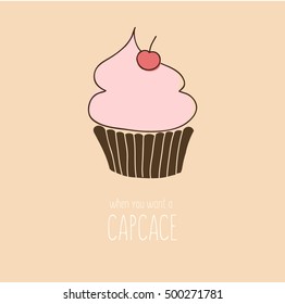 Colorful vector hand drawn Doodle cartoon illustration of objects and symbols on the coffee time theme. "Cake"