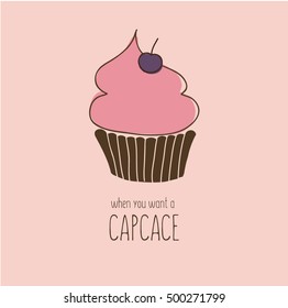 Colorful vector hand drawn Doodle cartoon illustration of objects and symbols on the coffee time theme. "Cake"