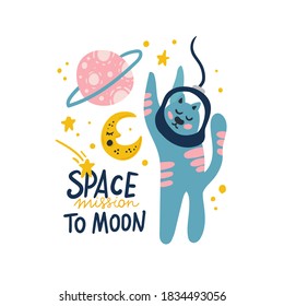 Farbige, handgezeichnete Doodles-Zeichensatz aus Space-Objekten und Symbolen