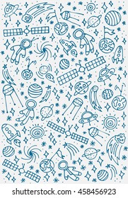 Colorful vector hand drawn doodles cartoon set of Space objects and symbols. Vector Illustration