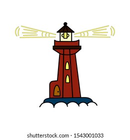 colorful vector hand drawn lighthouse