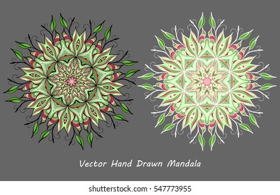 colorful vector hand drawn mandala. Bright illustration. Elements for your design, magazine, brochures. Eps10