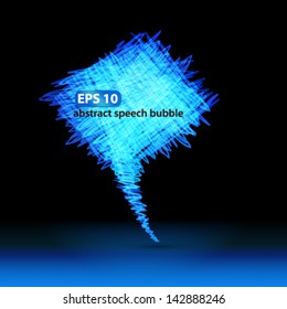 Colorful Vector Hand drawn speech bubble, blue