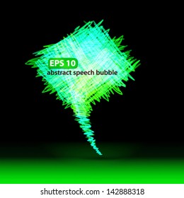 Colorful Vector Hand drawn speech bubble, green and cyan