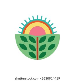Colorful Vector of Hand Holding Plant, Minimal Botanical Illustration, Hand Holding Plant tree vector Color, Clipart design,