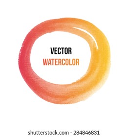 Colorful vector hand painted watercolor circle. 