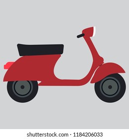 Colorful vector handdrawn paint of italian moped on a lightgray background