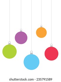 Colorful Vector Hanging Christmas Ornaments