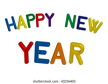 Colorful vector happy new year sign in 3D