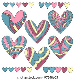 Colorful vector heart collection