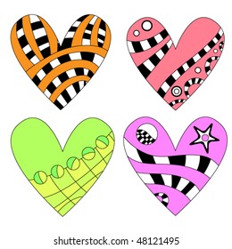 colorful vector hearts