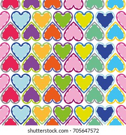 Colorful vector hearts. Seamless pattern