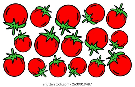 
Colorful vector horizontal banner with ripe round red tomatoes on a white isolated background