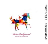Colorful vector horse with butterflies