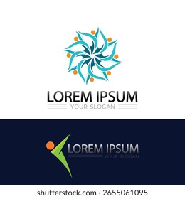 Vetor colorido ícone humano representando unidade, movimento e crescimento na comunidade de logotipo