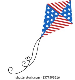 A colorful vector icon of kite with national american design elements.