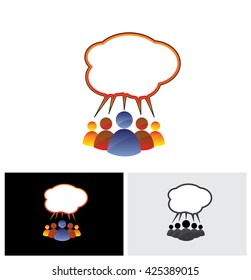 colorful vector icon of people chatting, talking, communicating. The also represents community of people sharing information or communicating online using social media or general conversation, etc