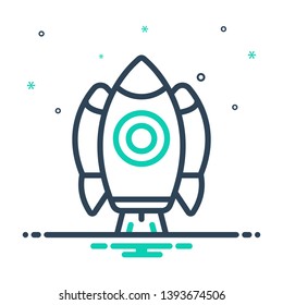 Colorful vector icon for rocket ship