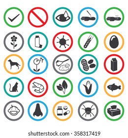colorful vector icon set of allergens