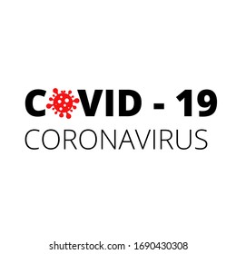 Farbiges Vektorillustration-Symbol und Text-Coronavirus, Logo für die Beschriftung von Schriftzeichen