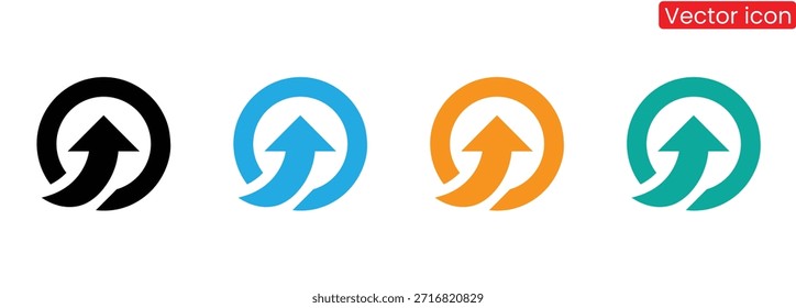 Iconos coloridos del vector del crecimiento y del progreso en negocio, arriba y abajo del icono del Vector del gráfico se, iconos de la flecha arriba. Conjunto de flechas de aumento de curva. Pictograma de crecimiento aislado. Ilustración vectorial.