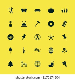 colorful vector icons set. with archer, flower, flower pot and starfish in set
