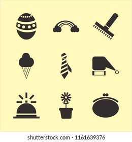 colorful vector icons set. with tie, rainbow, santa hat and rake in set