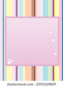 Colorful vector illustration A4 page template infographic with blank text field and small heart shapes