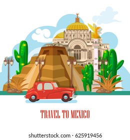 Colorful vector illustration about Mexico. Mexican elements