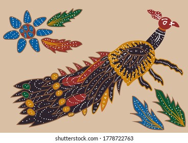 a colorful vector illustration of artistic peacock painting