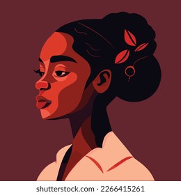 Colorful vector illustration of beautiful african american woman.