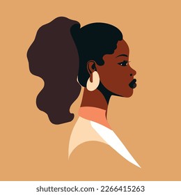 Colorida ilustración vectorial de una hermosa mujer afroamericana.