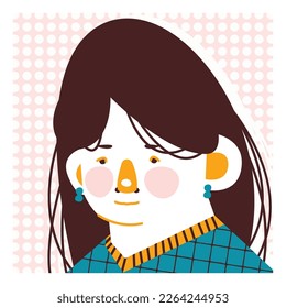 Colorful vector illustration of a beautiful Asian girl