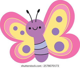 A colorful vector illustration of a butterfly with intricate patterns on its wings, capturing the beauty and grace of nature. Ideal for use in nature-themed, spring, and environmental designs.