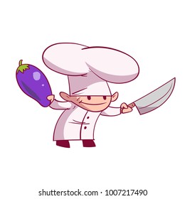 Colorful vector illustration of a cartoon chef