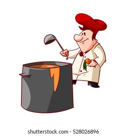 Colorful vector illustration of a cartoon chef or a cook