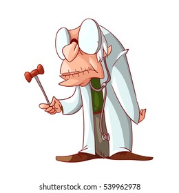 Colorful vector illustration of a cartoon crazy doctor