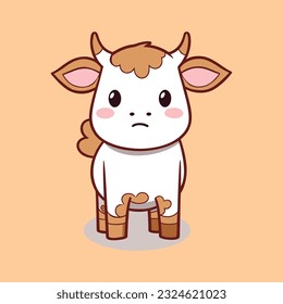 Colorful vector illustration of a cartoon cute farm animal cow. Editable and perfect for various design projects.