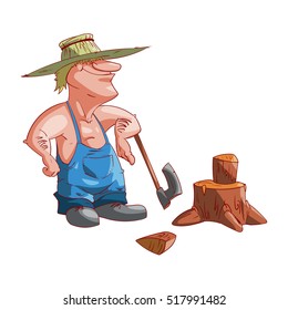 Colorful vector illustration of a cartoon farmer or redneck